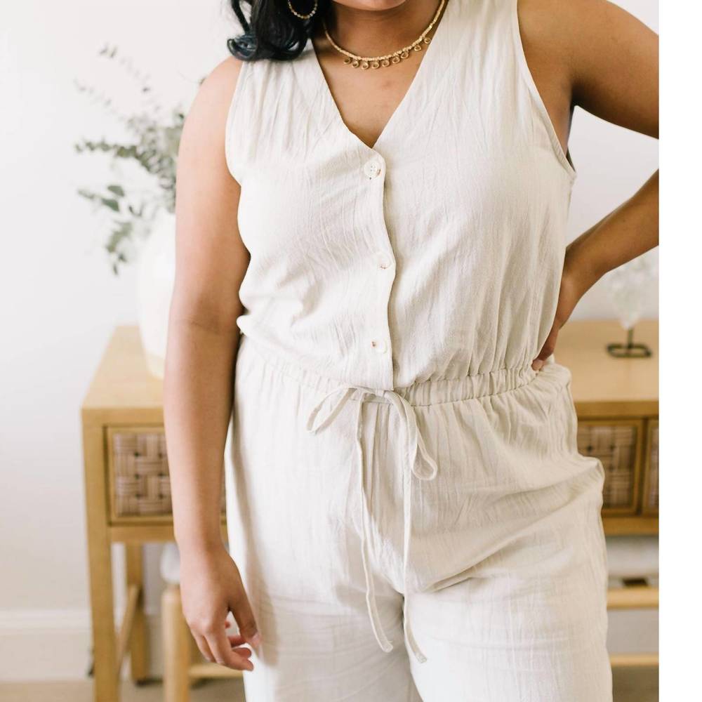 NEW ANDREE BY UNIT boardwalk jumpsuit in cream - Picture 8 of 10